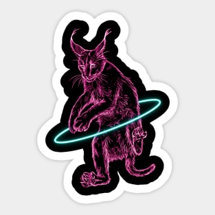 Pink Neon Hula Hooping Caracal Sticker